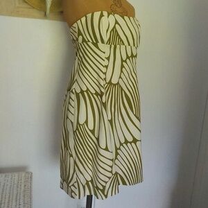 Olive/Cream Bandeau Dress
